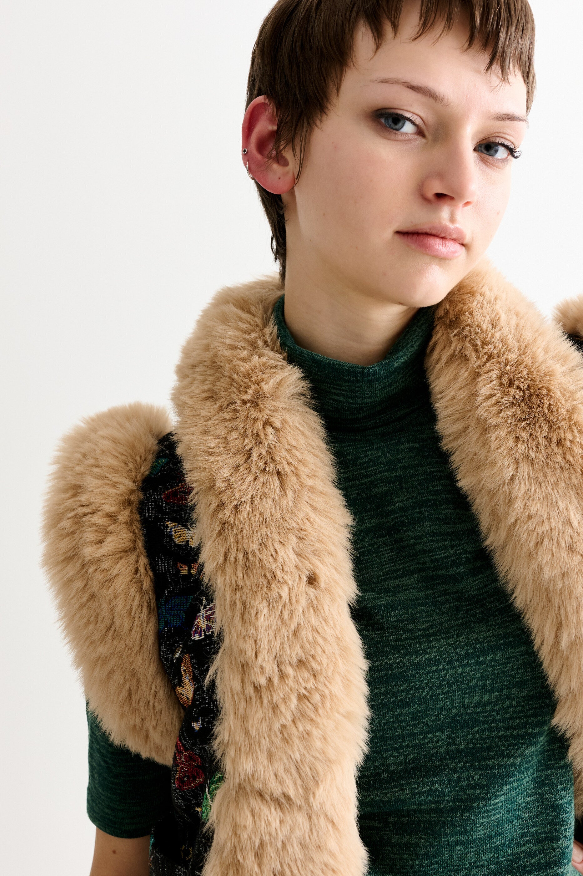 Dominica Butterfly Ball Jacquard Faux Fur Trimmed Waistcoat - Detail 1