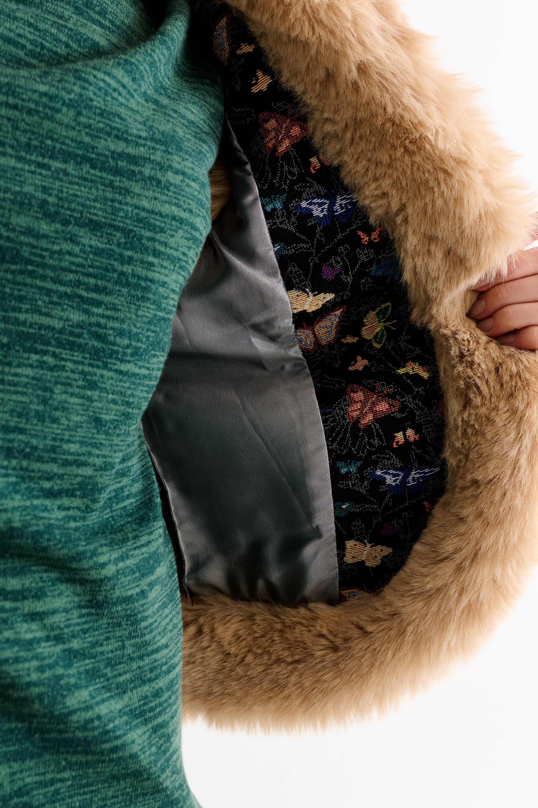 Dominica Butterfly Ball Jacquard Faux Fur Trimmed Waistcoat - Detail 4