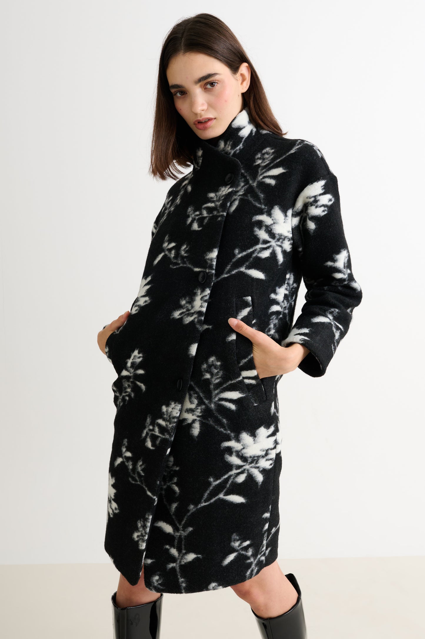 Donalda Power Bloom Funnel Neck Coat
