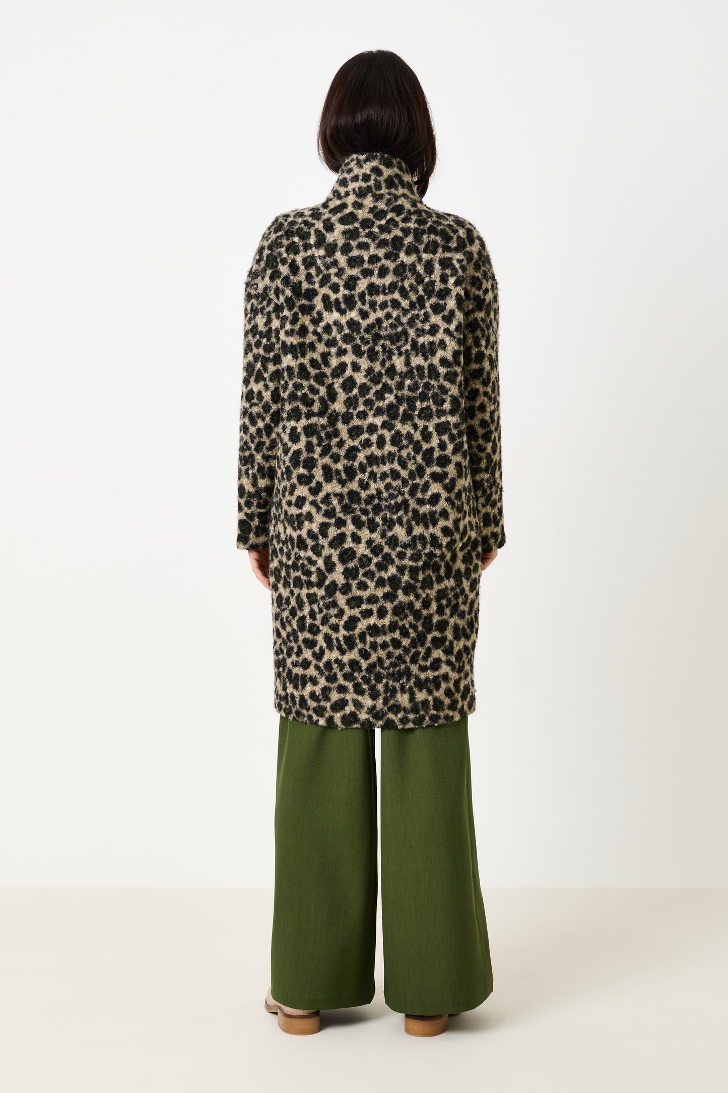 Donalda Animal Funnel Neck Coat - Green