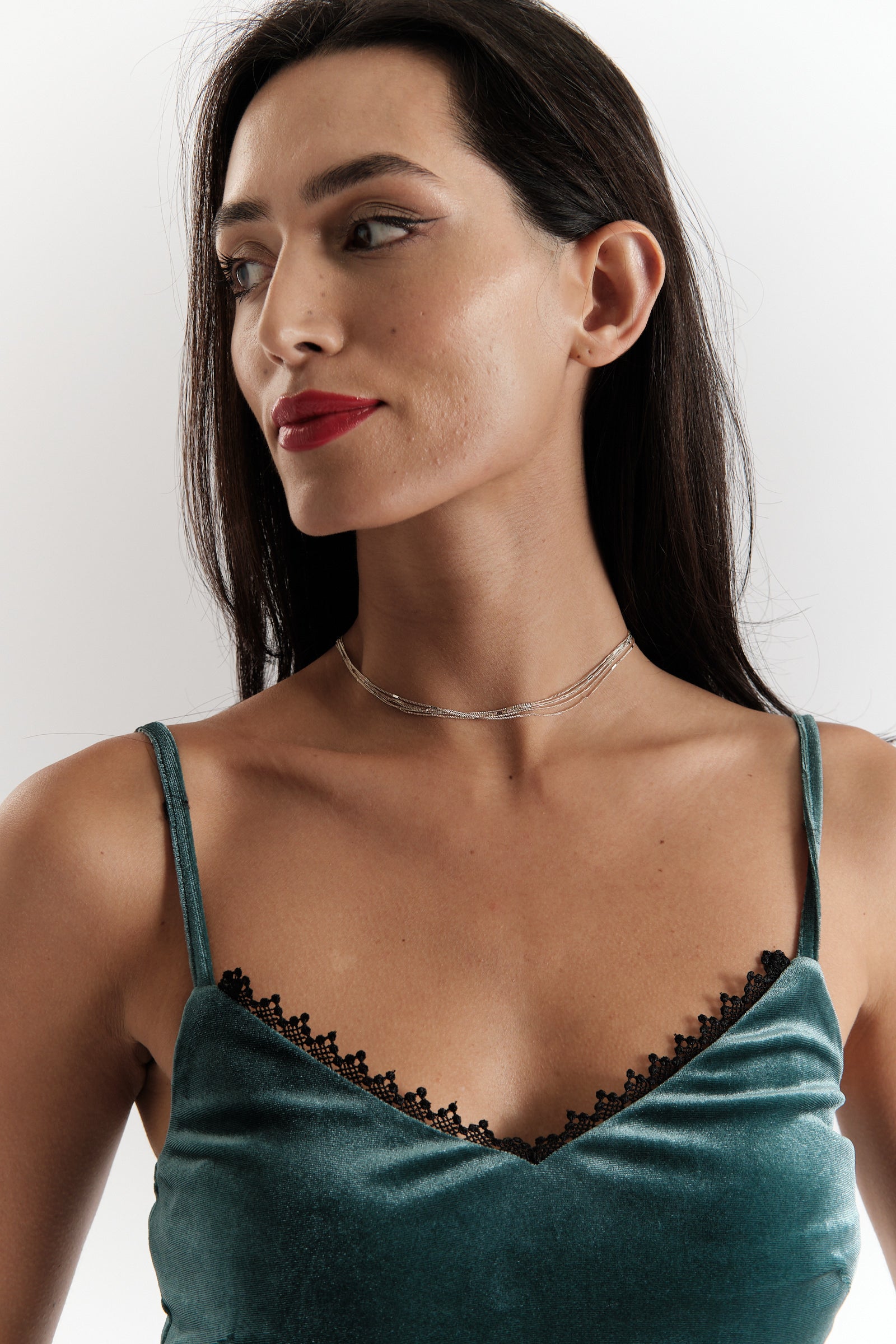 Drake Velvet Camisole in Teal - Detail 1