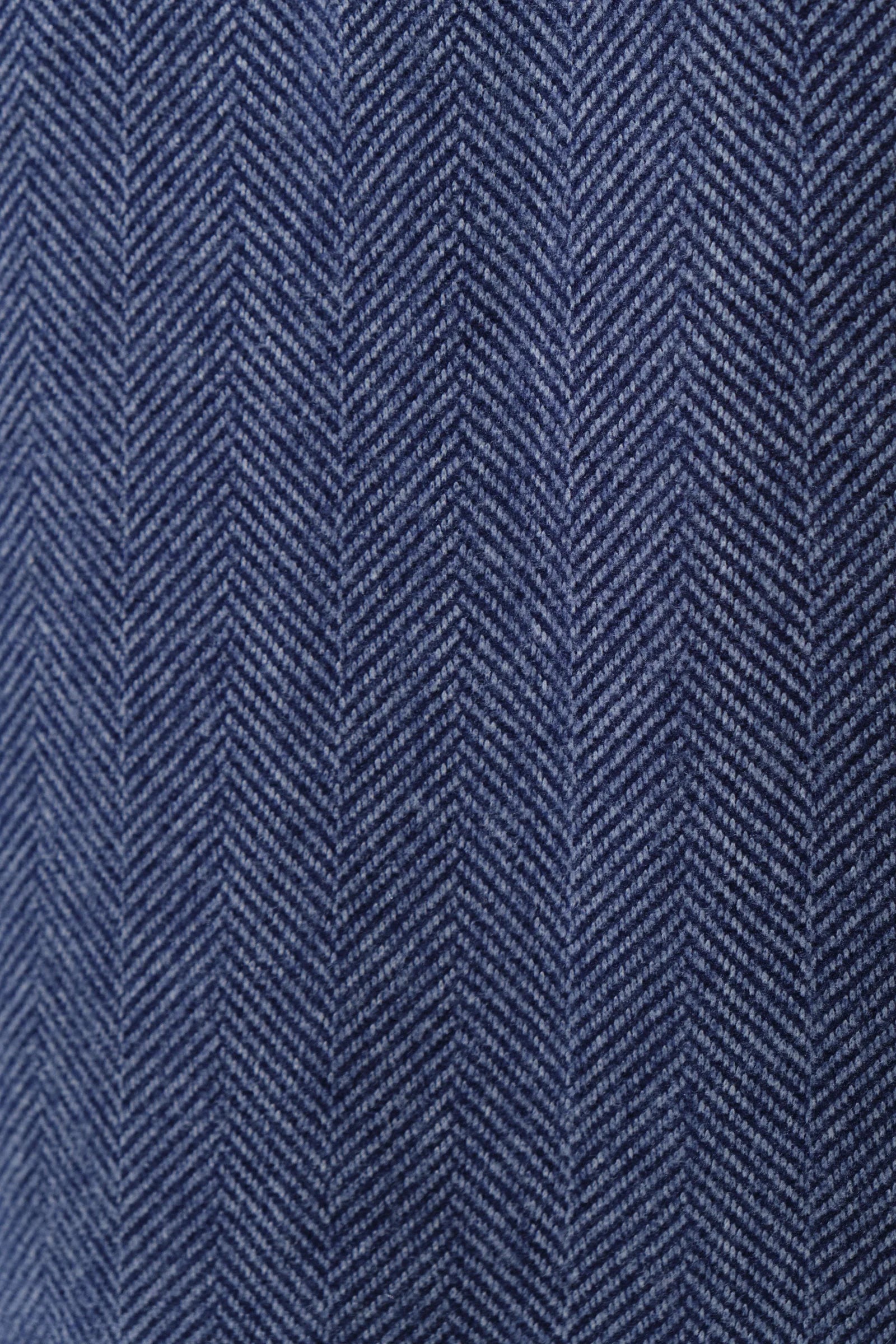 Dryden Herringbone Fur Collared Coat - Blue - Detail 4
