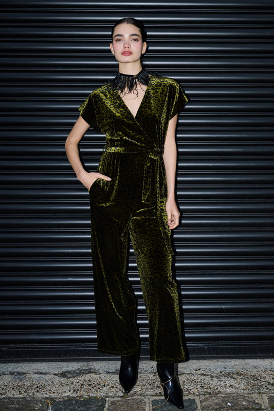 Tiffany Velvet Roar Jumpsuit - Kiwi