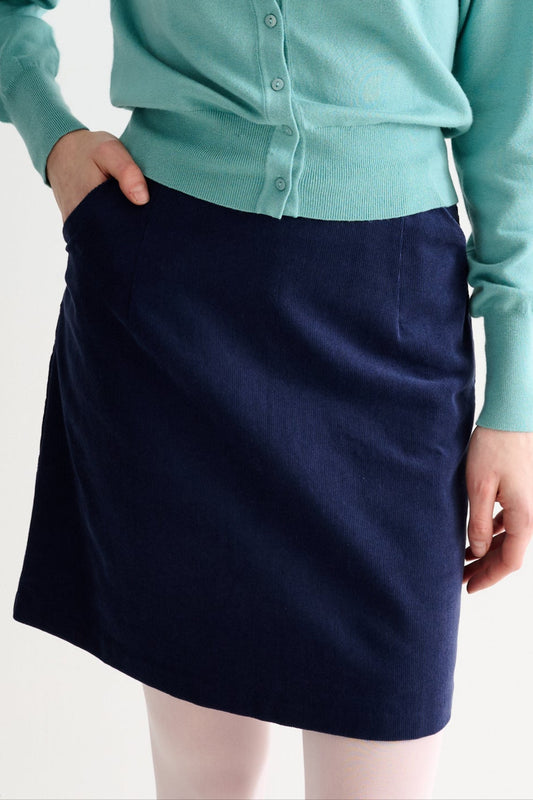 Louche Dylan Baby Cord A Line Mini Skirt Navy