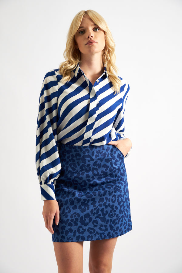 Dylan Animal Magic Mini Skirt - Blue - Front