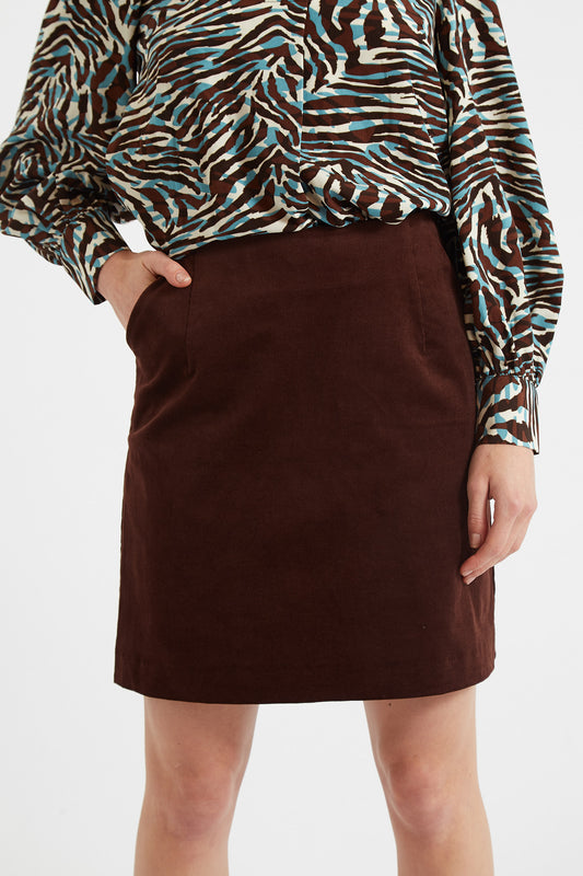 Dylan Babycord Mini Skirt - Chocolate