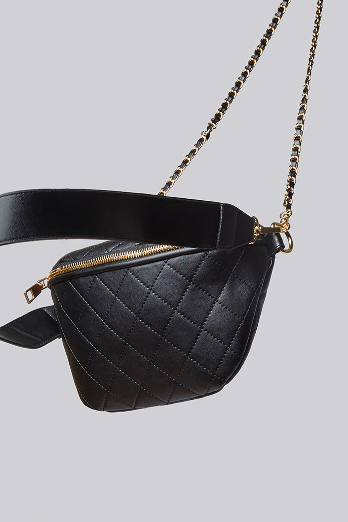 Dekar Cross Body Quilted Bum Bag - Black