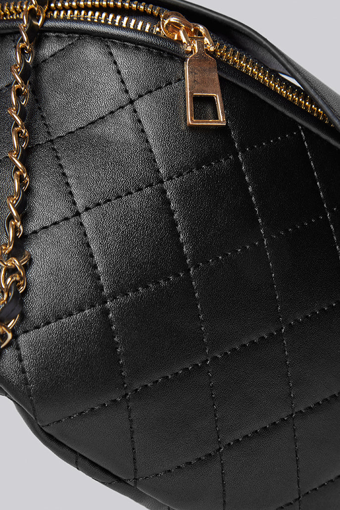 Dekar Cross Body Quilted Bum Bag - Black
