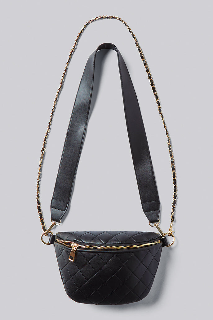 Dekar Cross Body Quilted Bum Bag - Black