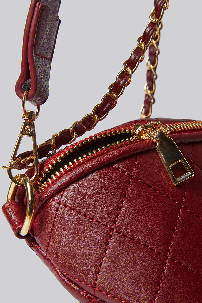 Dekar Cross Body Quilted Bum Bag - Red - Styled