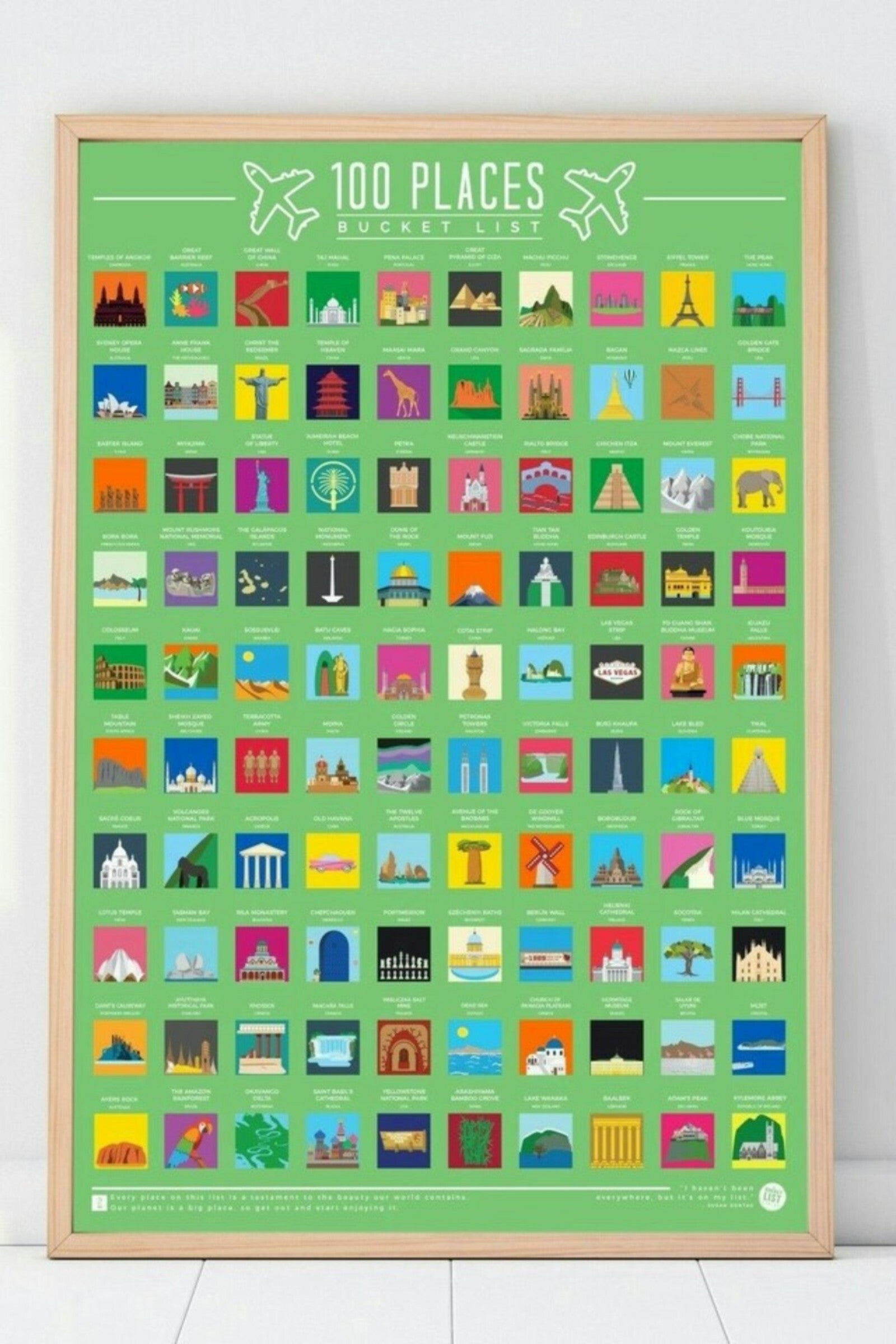 100 Places Bucket List Scratch Poster