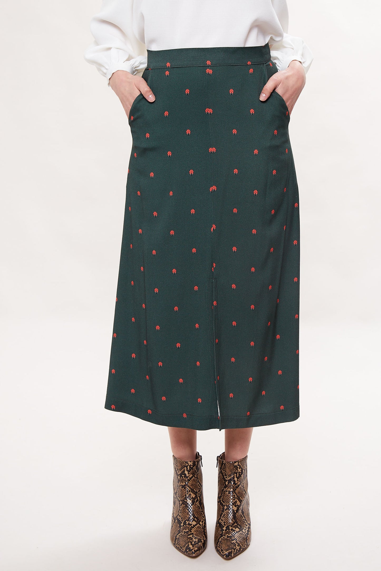 Louche Edie Ladybird Print Midi Skirt