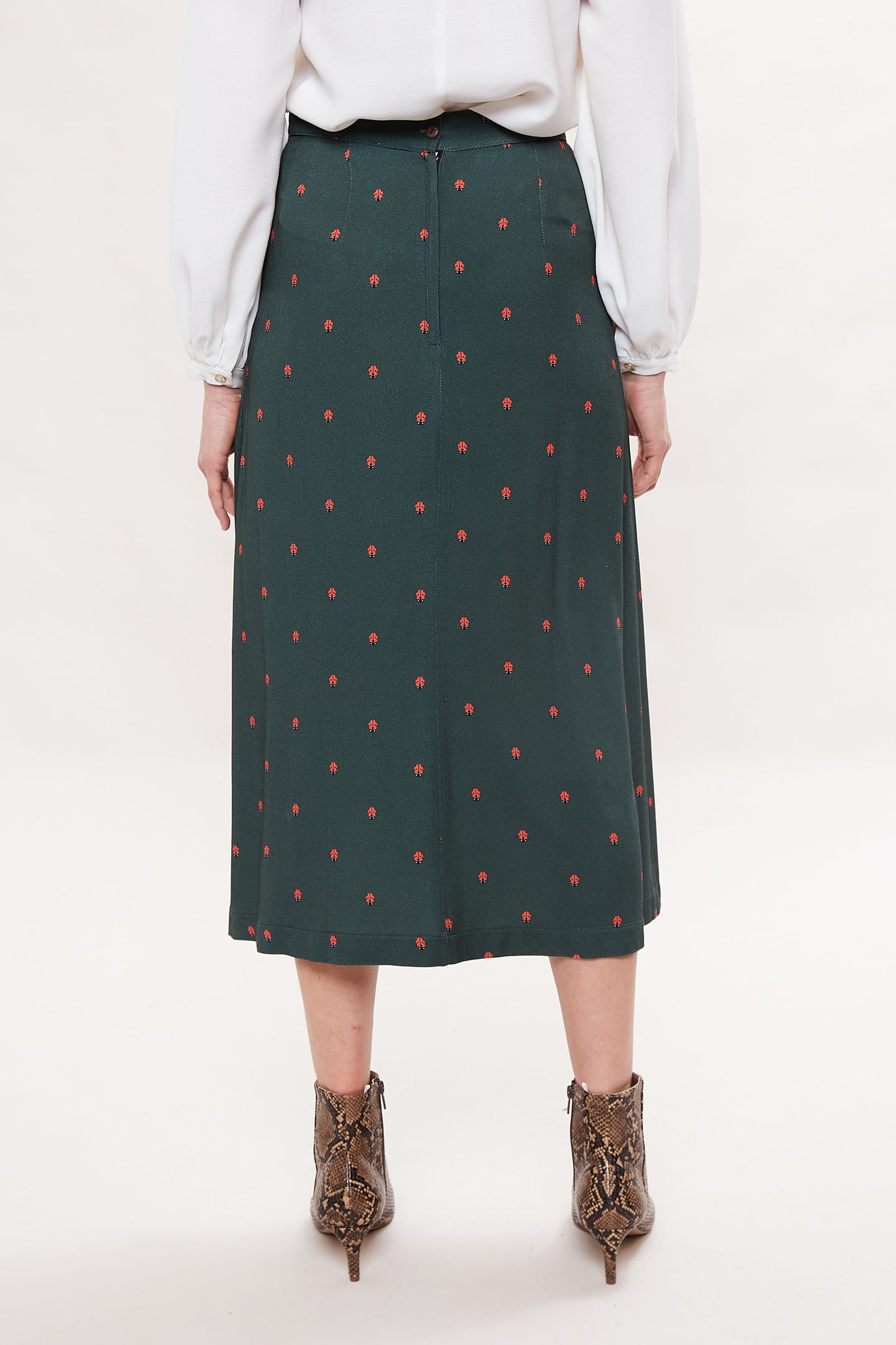 Louche Edie Ladybird Print Midi Skirt