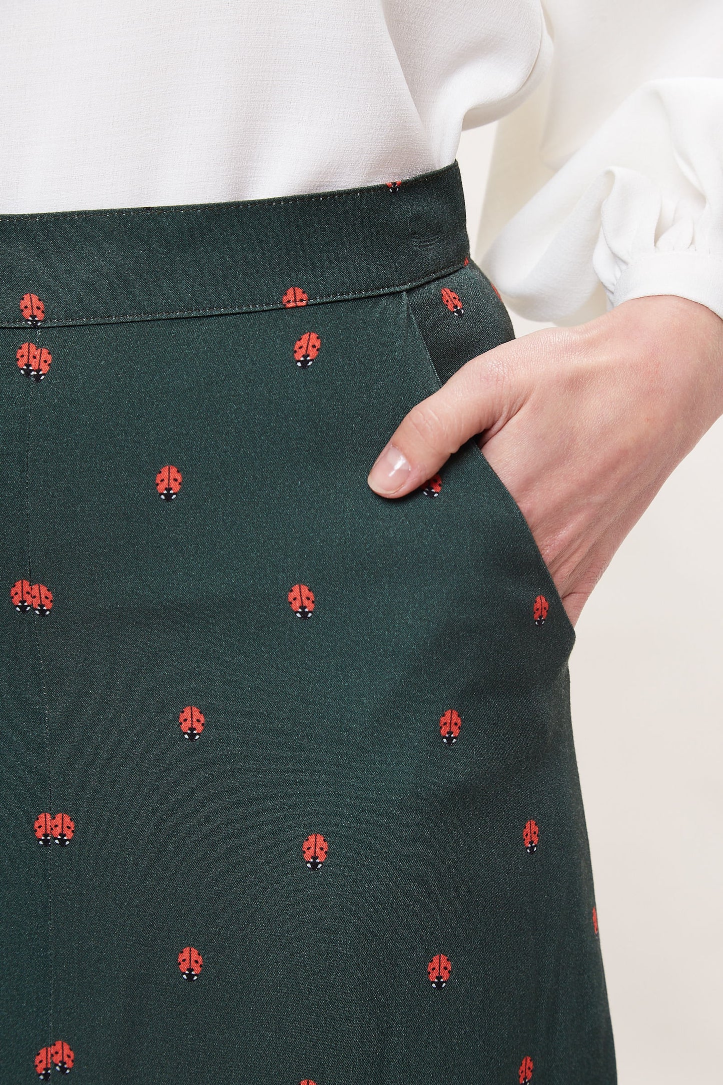 Louche Edie Ladybird Print Midi Skirt