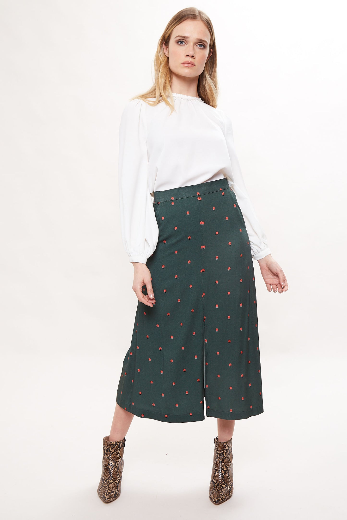 Louche Edie Ladybird Print Midi Skirt