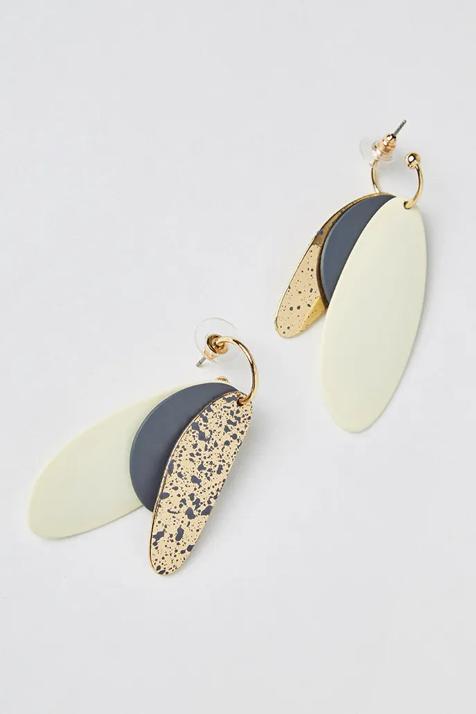 Elika 3 Layer Enamel Pendant Earrings