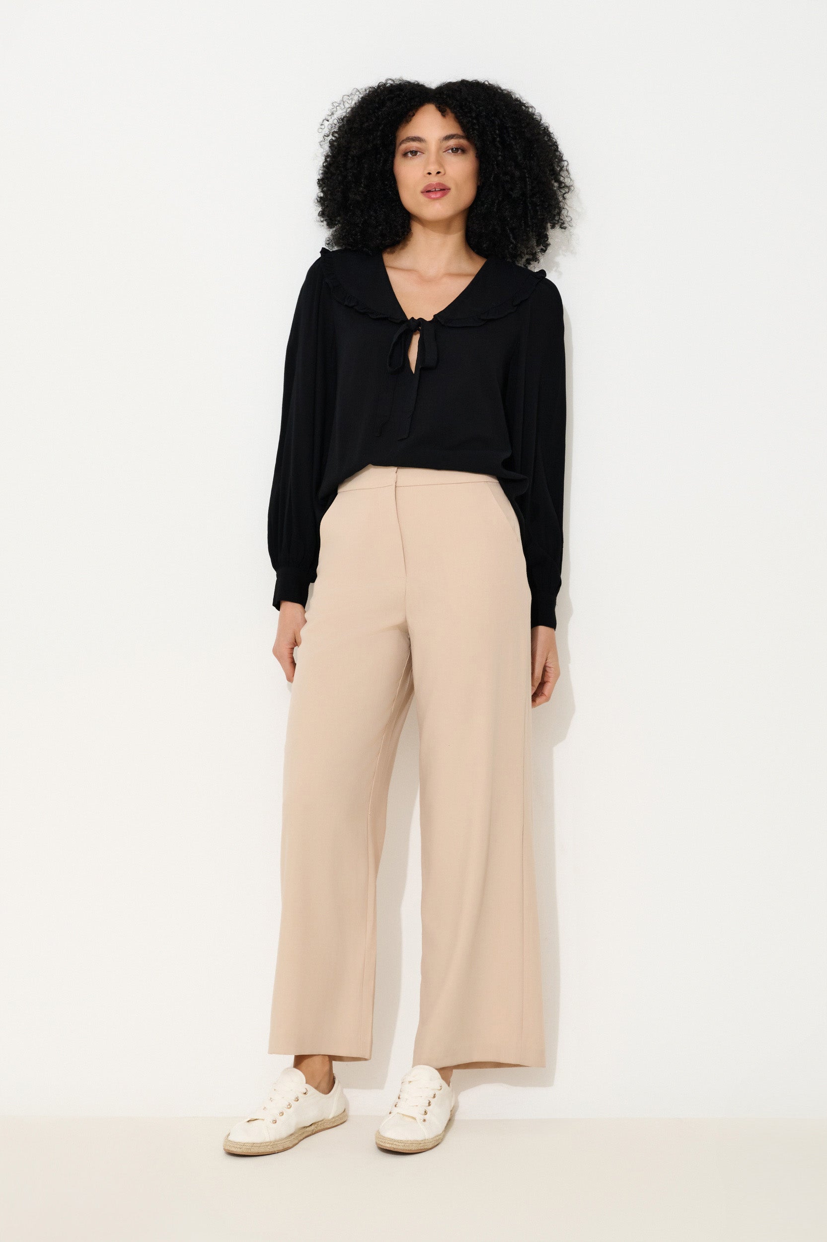 Elina Camel Wide Leg Cropped Trouser
