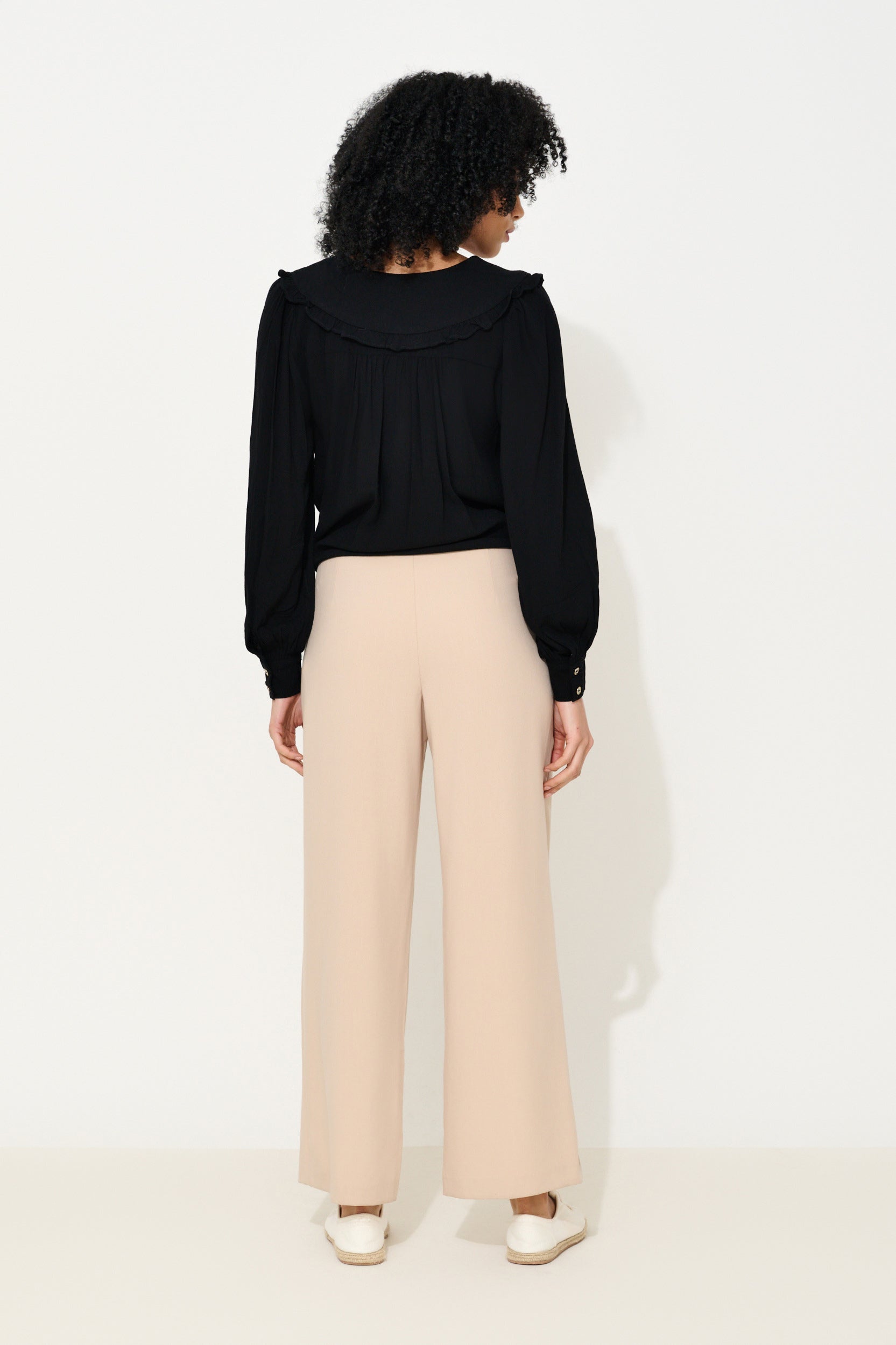 Elina Camel Wide Leg Cropped Trouser