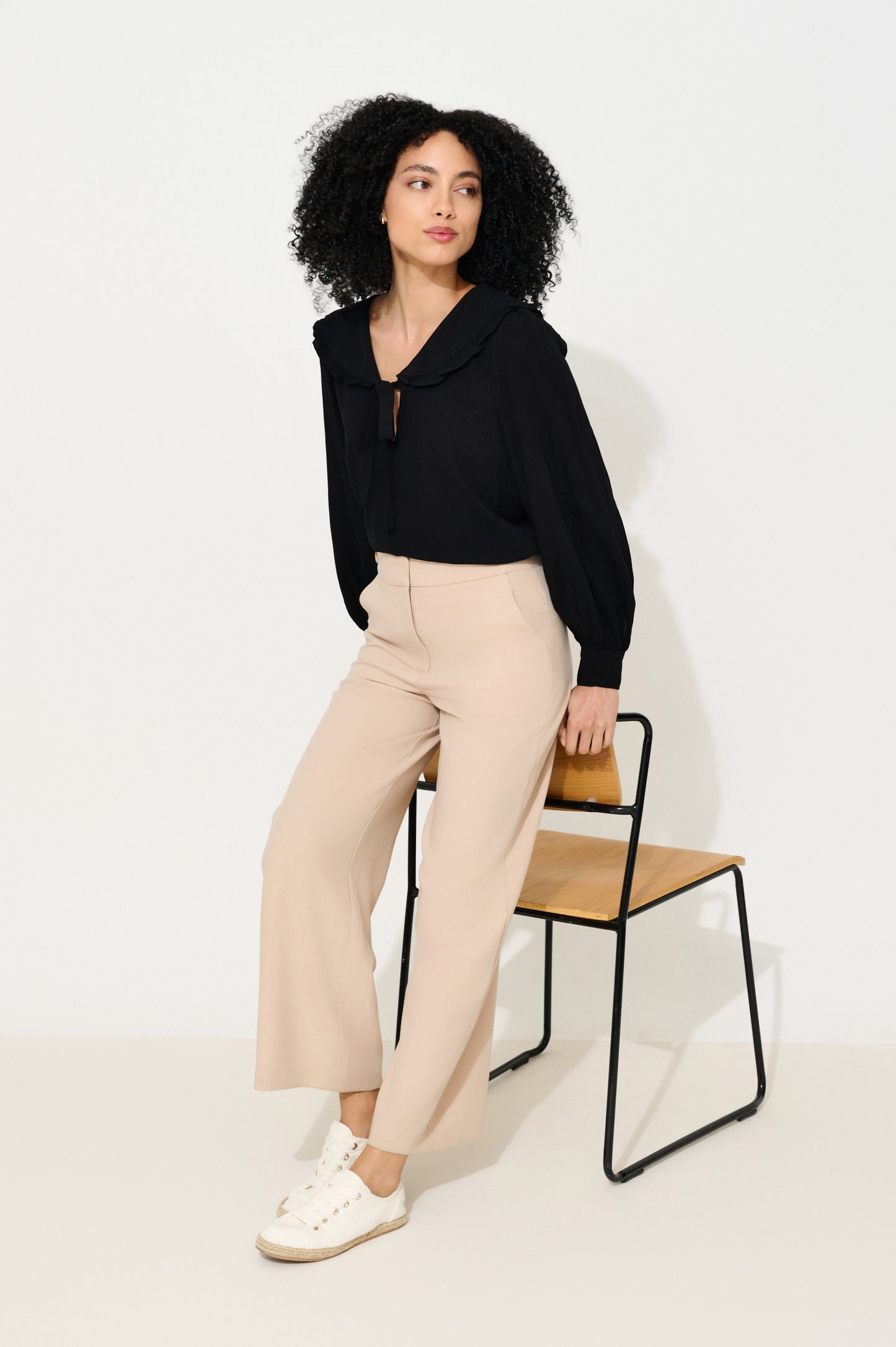 Elina Camel Wide Leg Cropped Trouser