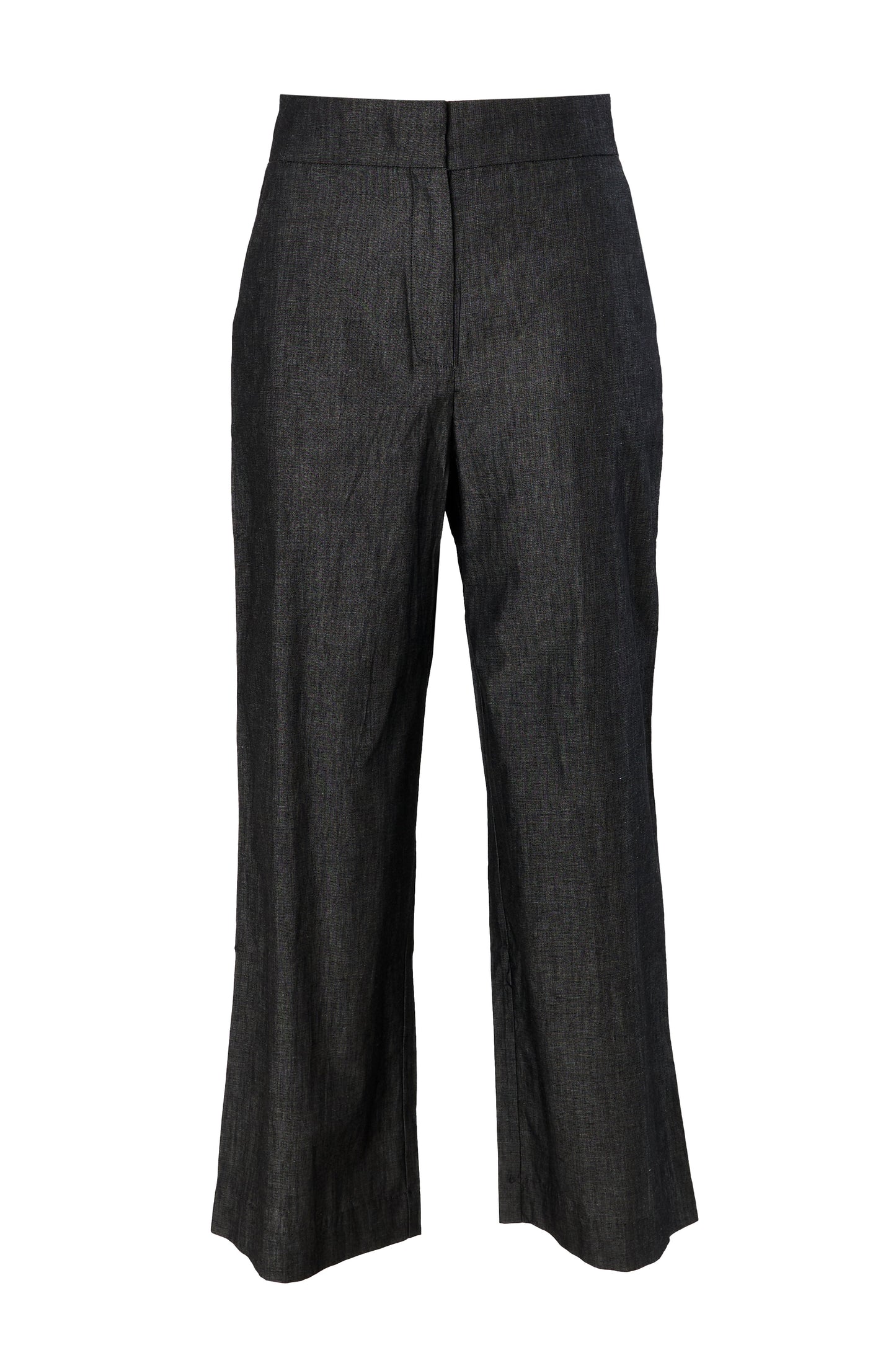 Elina Chambray Straight Cut Trouser - Black