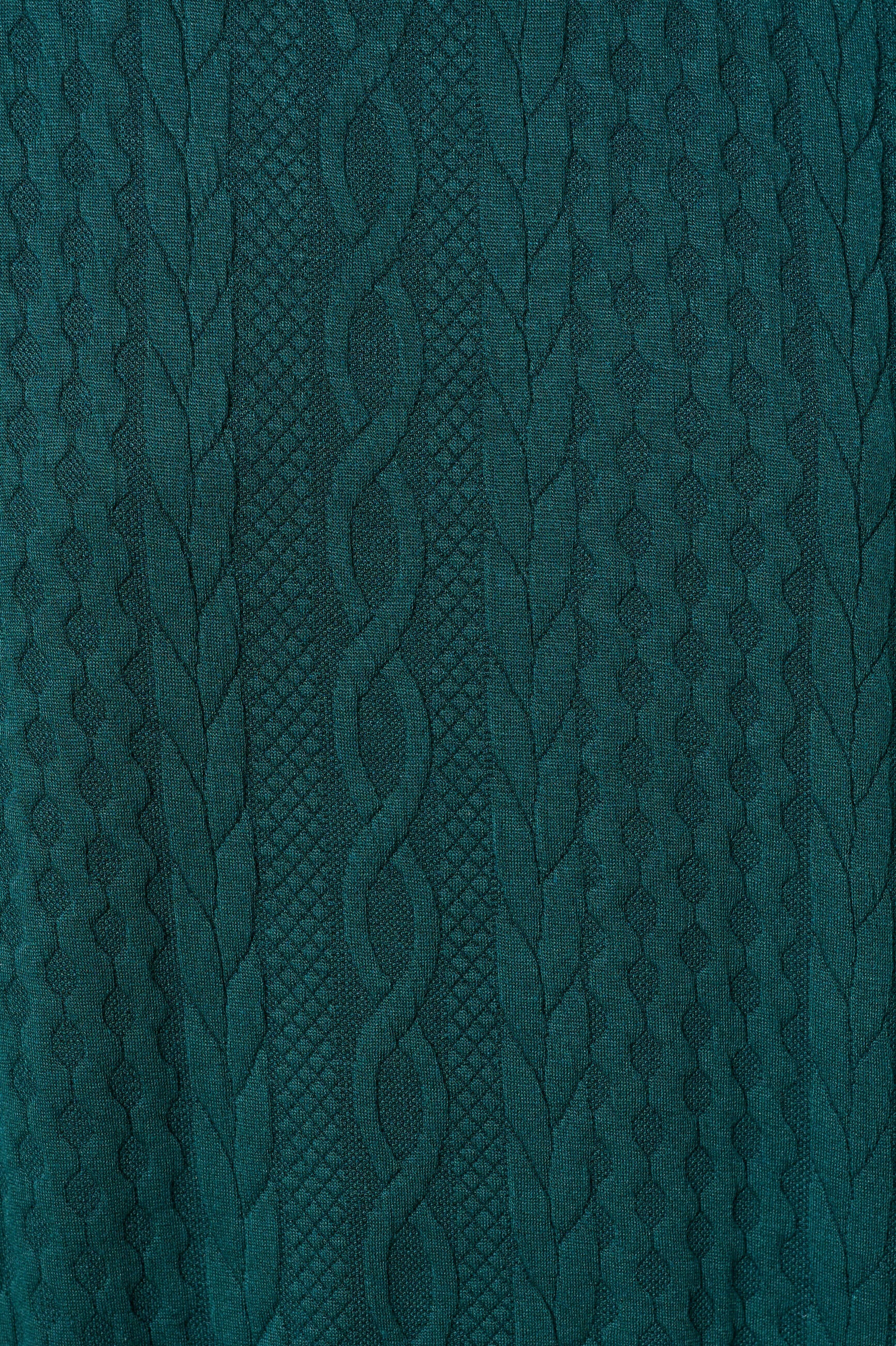 Ellie Cable Quilt Puff Sleeve Sweatshirt - Fir Green