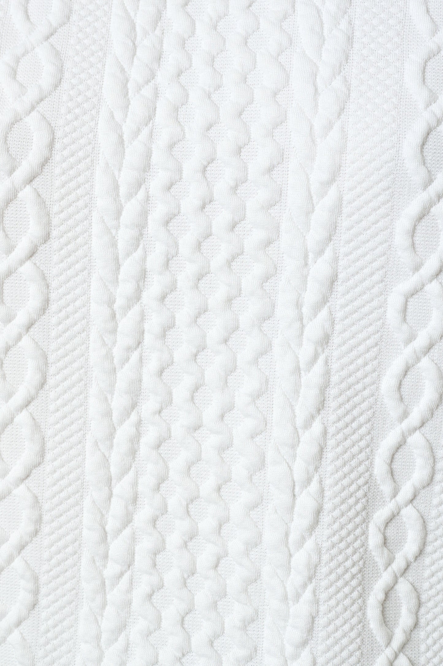 Ellie Cable Quilt Puff Sleeve Sweatshirt - White