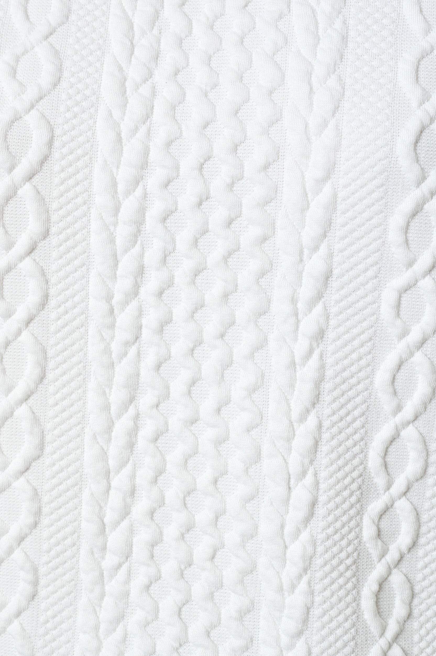 Ellie Cable Quilt Puff Sleeve Sweatshirt - White