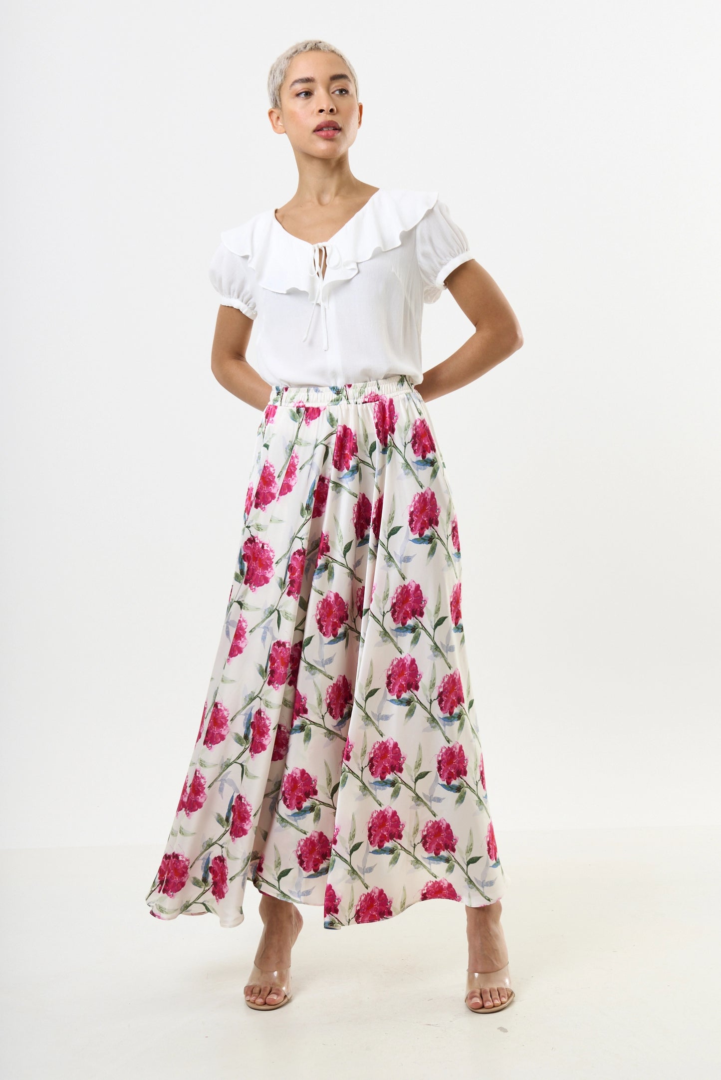 Eloise Moss Crepe Frill Collar Blouse - Off White
