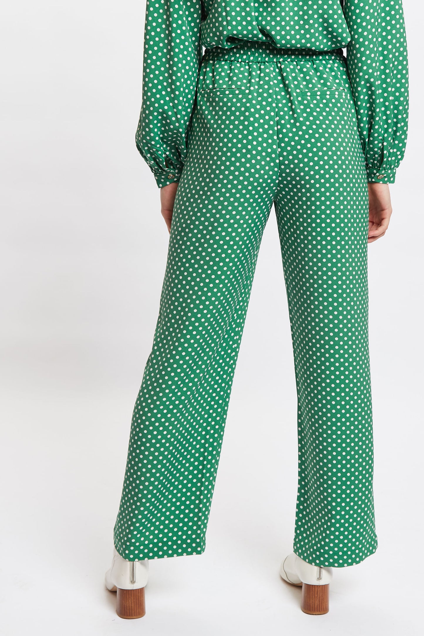 Louche Emmanuella Polka Dot Print Pull On Trouser