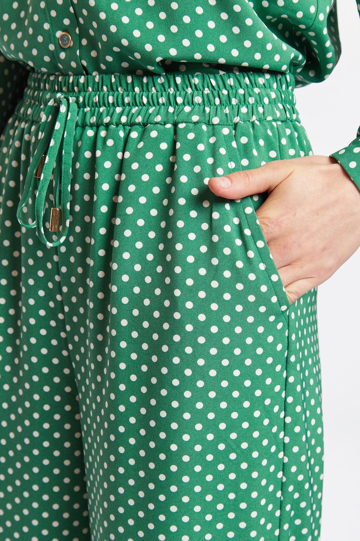 Louche Emmanuella Polka Dot Print Pull On Trouser