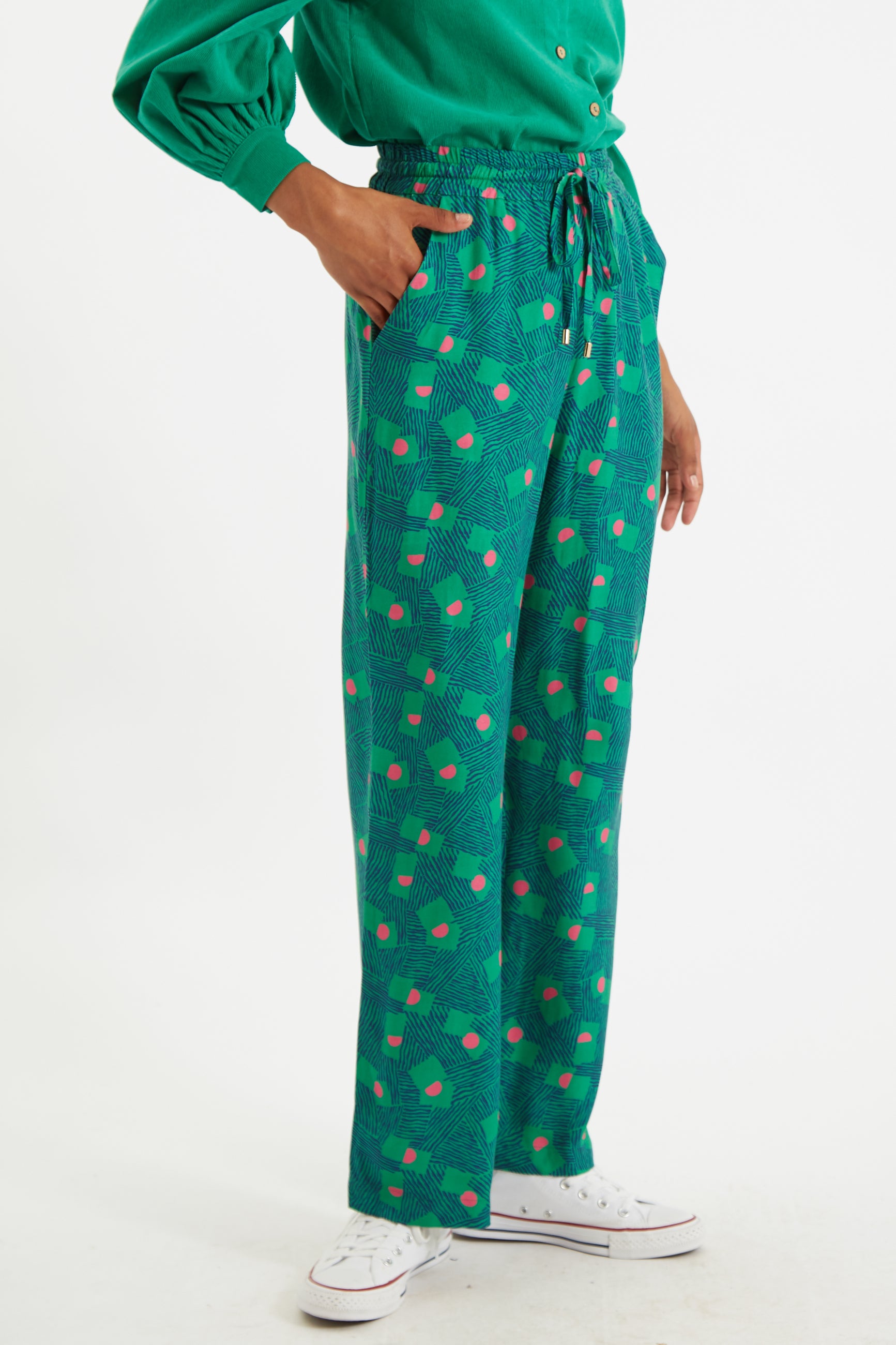 Emmanuelle Bauhaus Abstract Pyjama Style Trousers