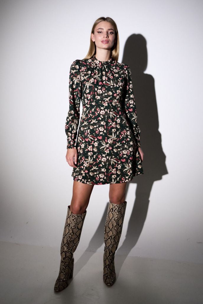 Ebba Tapestry Print Long Sleeve Mini Dress - Front