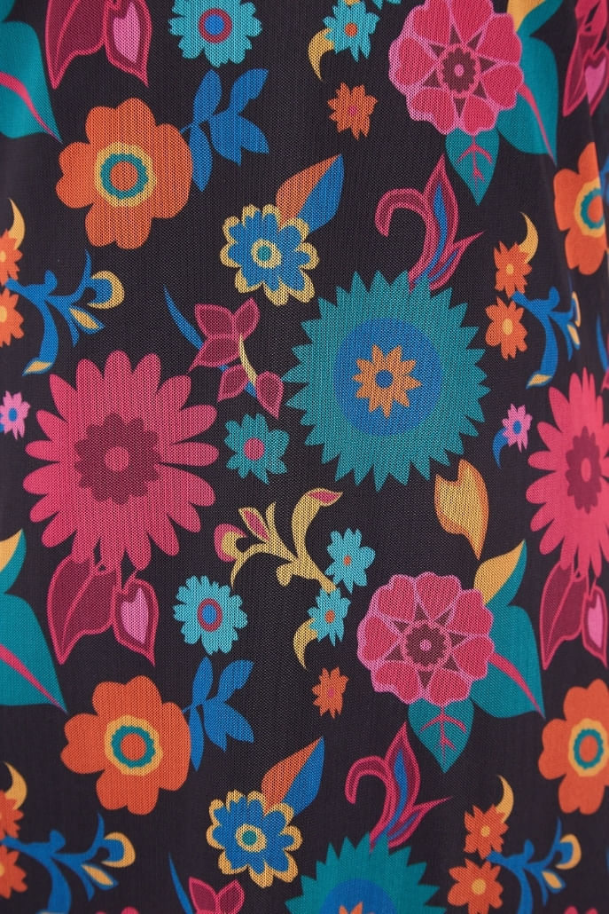 Louche Hettie 70'S Floral Print Mesh Mini Dress