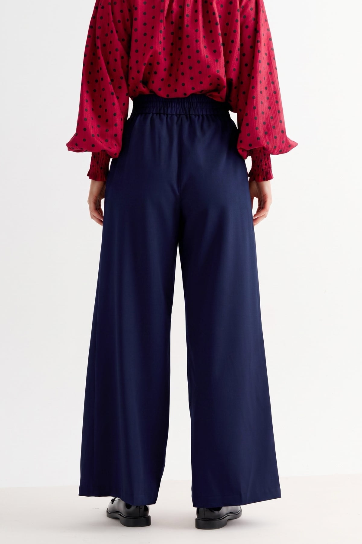 Tyler Fine Twill Pleat Front Wide Leg Trouser -  Navy
