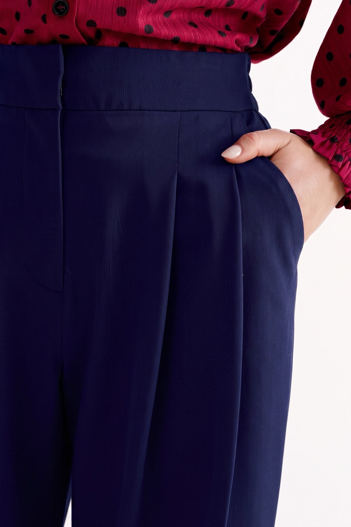Tyler Fine Twill Pleat Front Wide Leg Trouser -  Navy