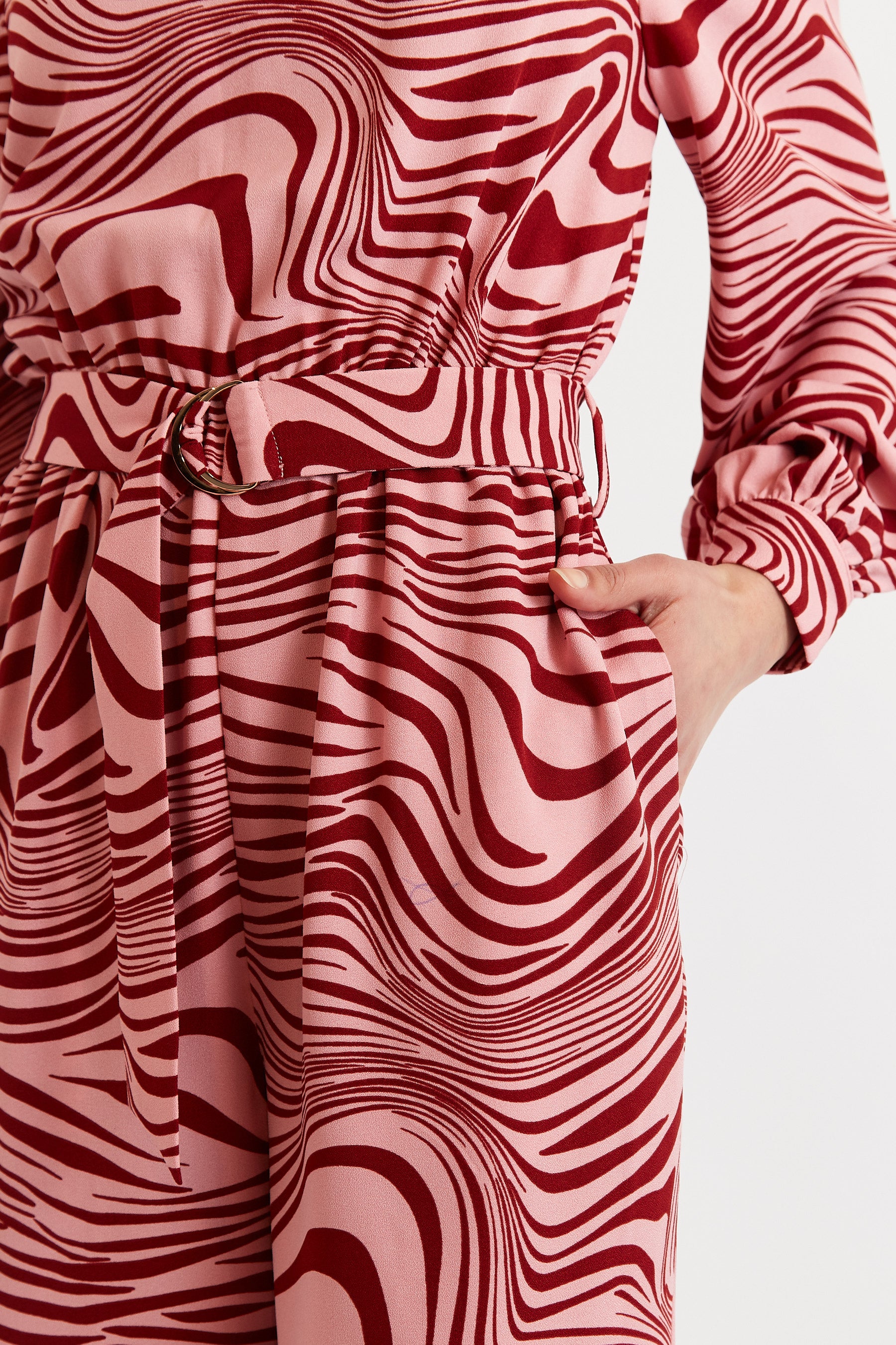Gayane Zebra Pop Print Long Sleeve Jumpsuit - Pink - Detail 1