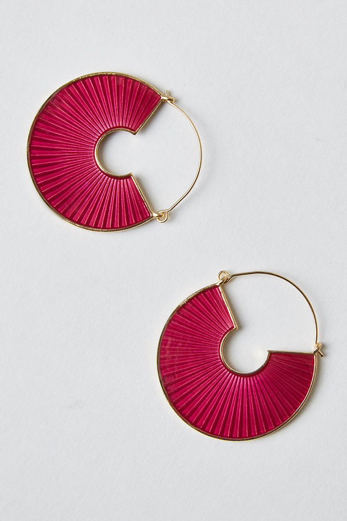 Geber Hoop  Red Enamel Earrings
