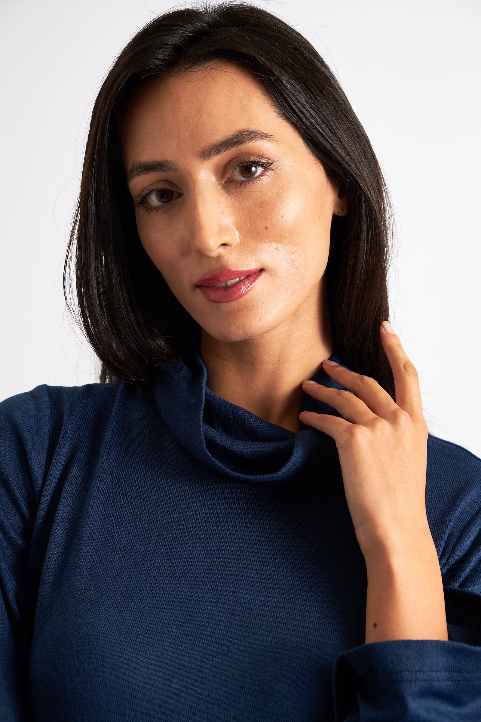 Gigi Brushed Marl Jersey Midi Dress - Navy - Detail 1