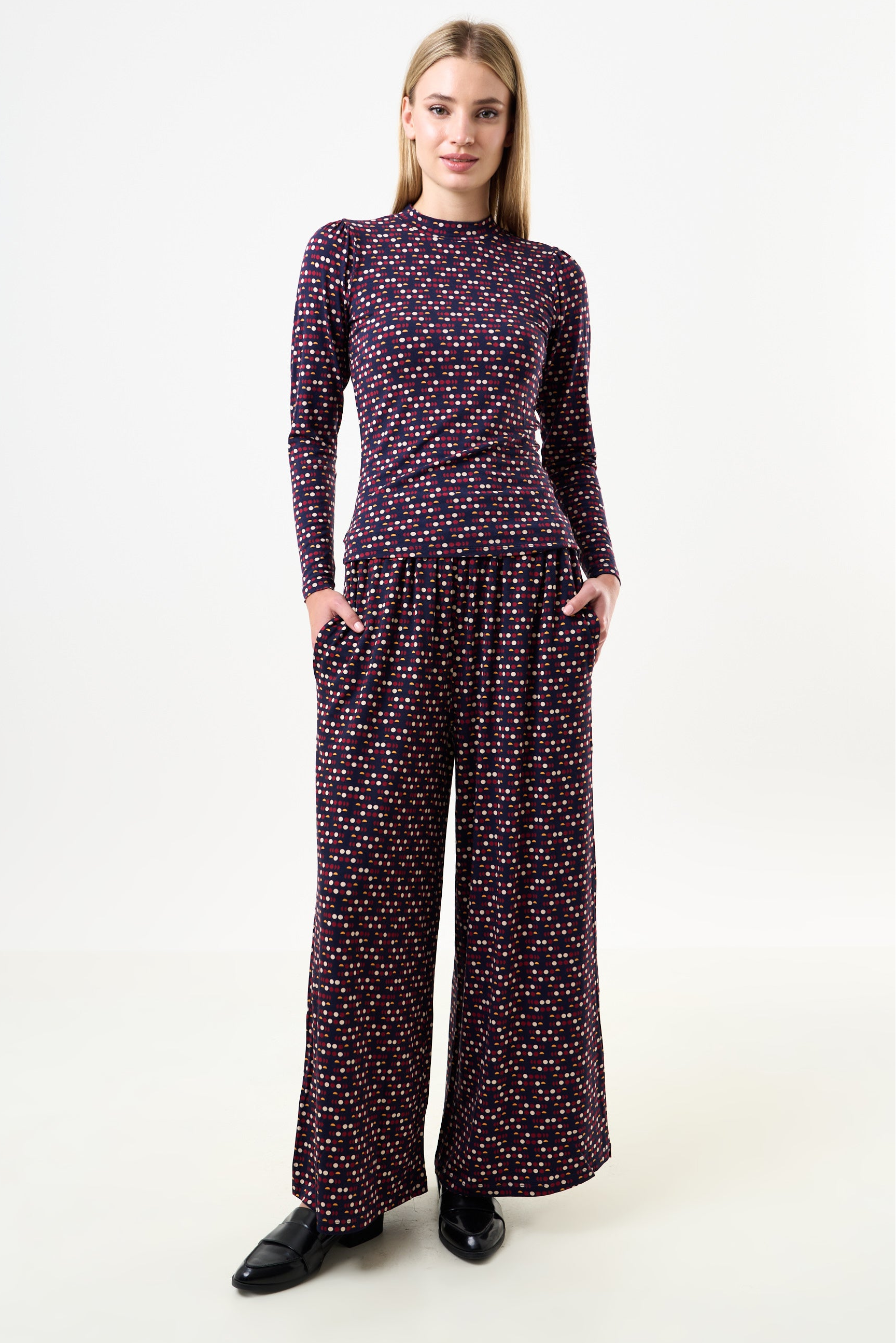 Foster Retro Dots Print Jersey Trouser