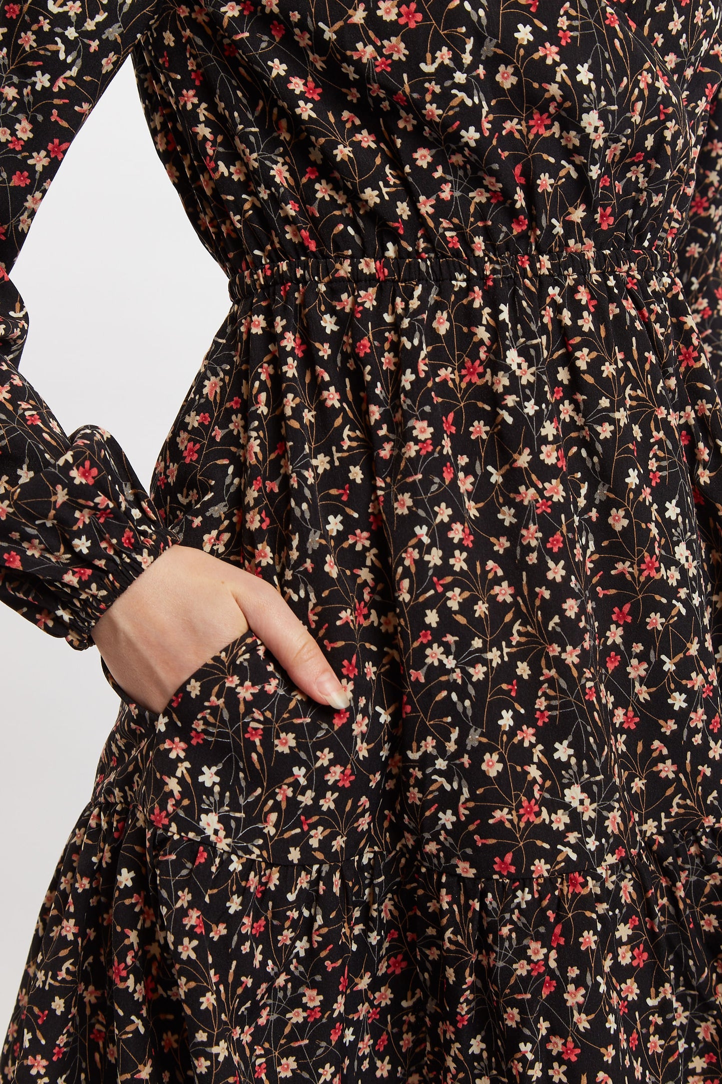 Louche Giovanna Wax Flower Print Long Sleeved Tie Mini Dress