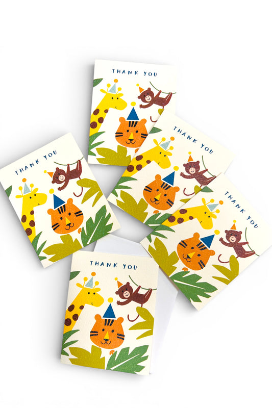 Pack Of 5 Animal Thank You Cards