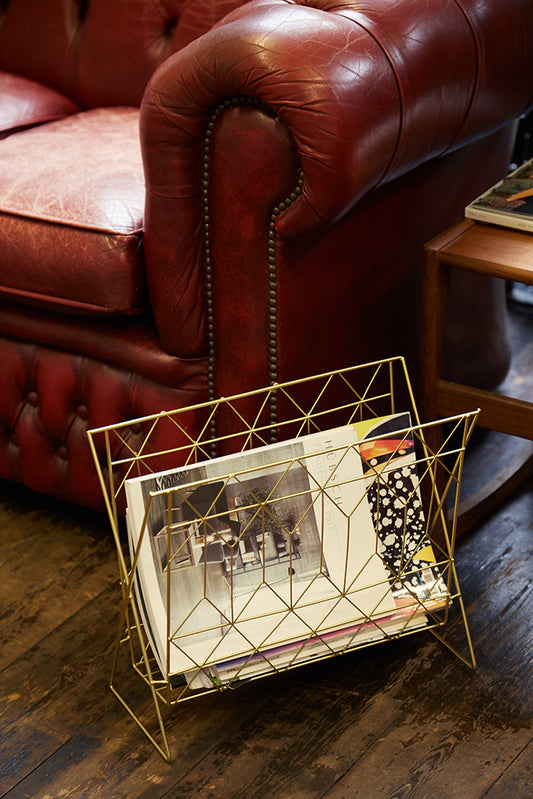 Retro Style Gold Wire Magazine Rack