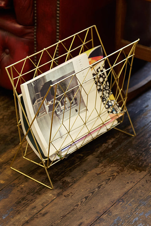 Retro Style Gold Wire Magazine Rack