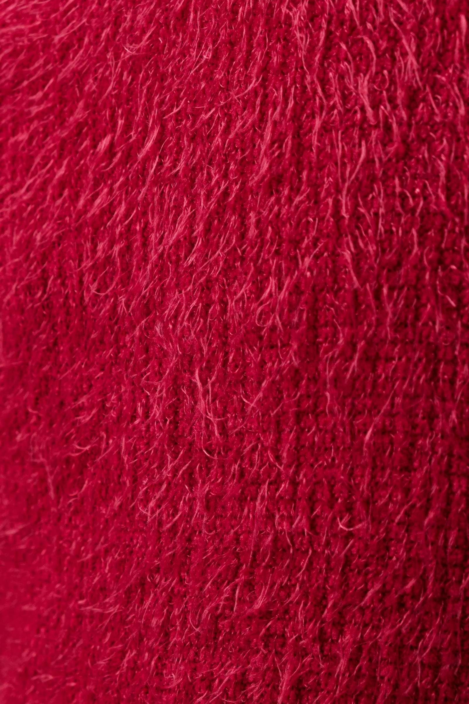 Guila Eyelash Rib Long Sleeve Midi Dress - Red - Detail 2