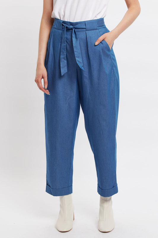 Louche Hester Chambray Tie Front Trouser