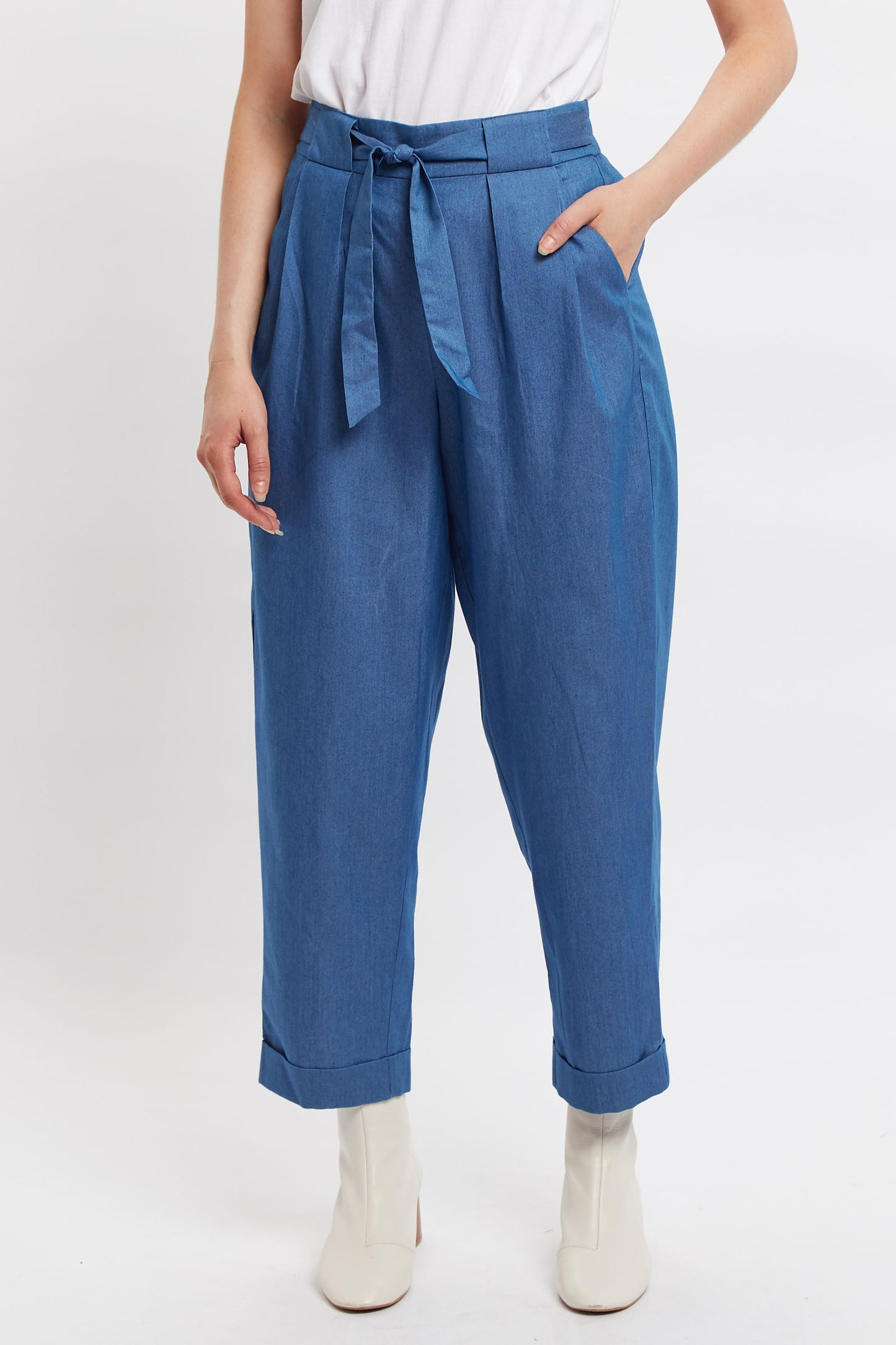 Louche Hester Chambray Tie Front Trouser