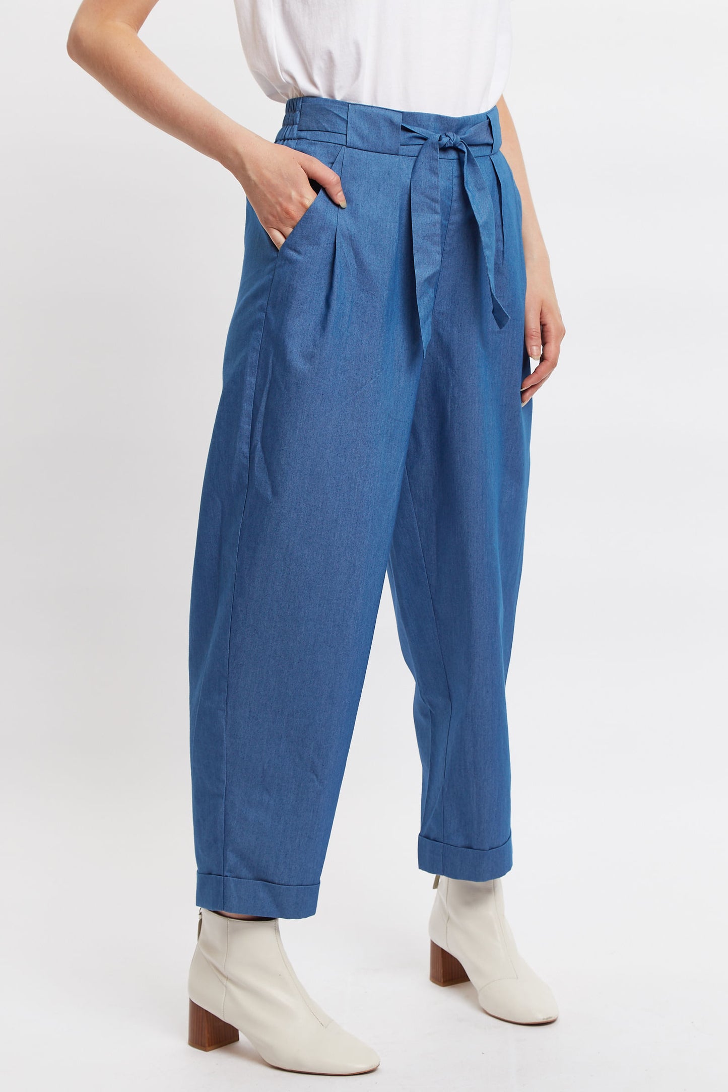 Louche Hester Chambray Tie Front Trouser