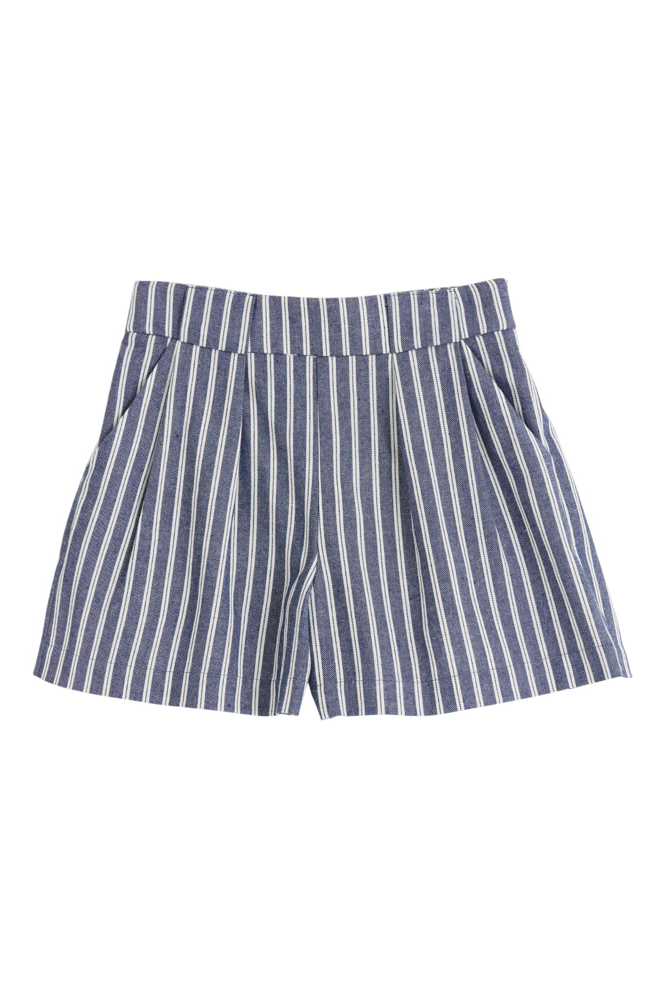 Hilton Ticking Stripe Shorts - Navy & White - Styled