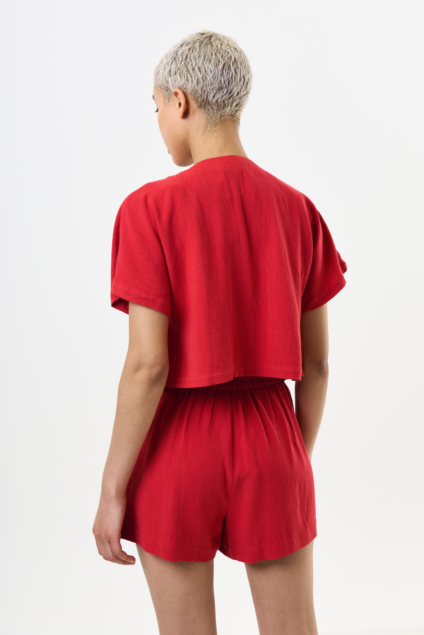 Hilton Linen Mix Shorts - Red - Detail 1