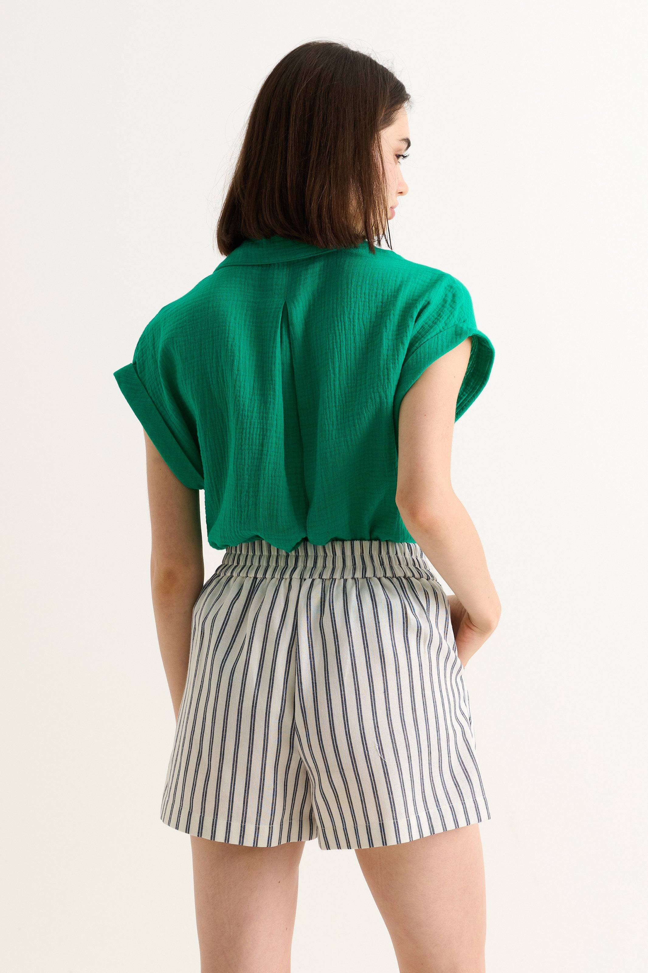 Hilton Ticking Stripe Shorts - White & Navy